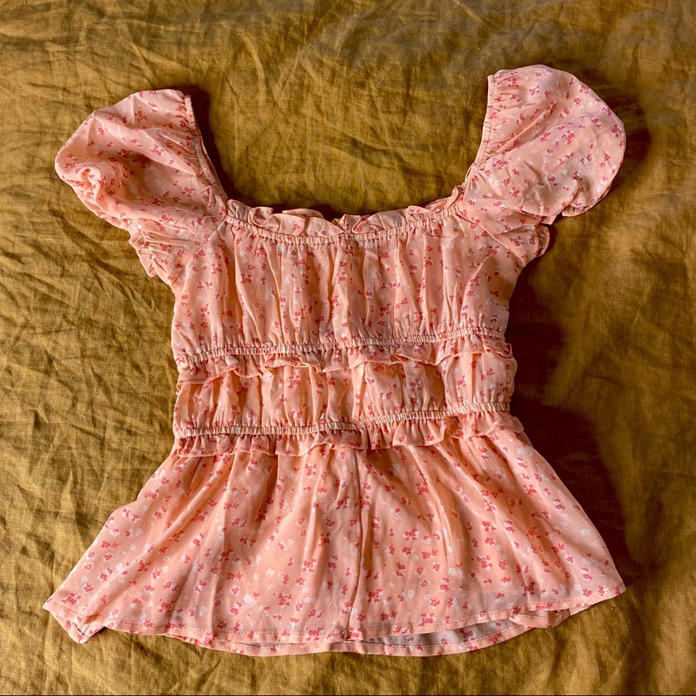 Floral Cutesie Peasant Top